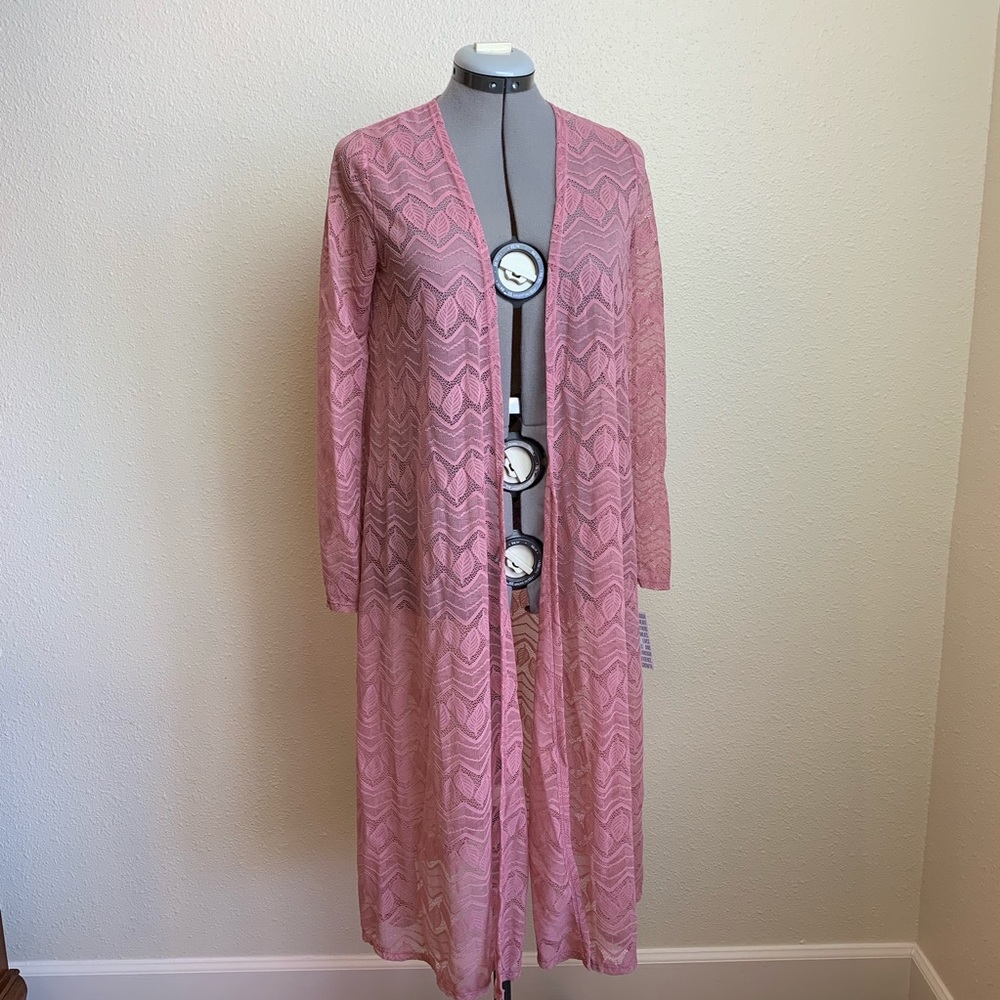 LulaRoe Sarah Duster S Mauve Pink Lace